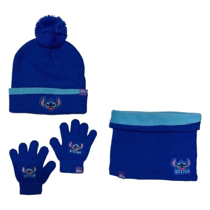 Set 3 Stück Mütze + Snood + Stitch Disney Handschuhe
