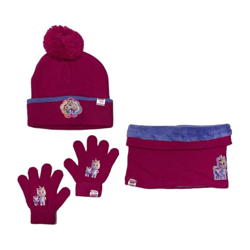 Set 3 pièces Bonnet + Snood + gants Cry Babies