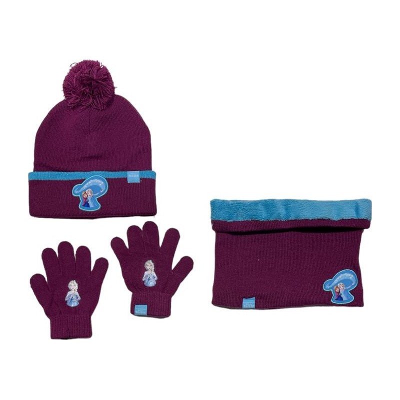 Set 3 pièces Bonnet + Snood + gants Frozen Disney