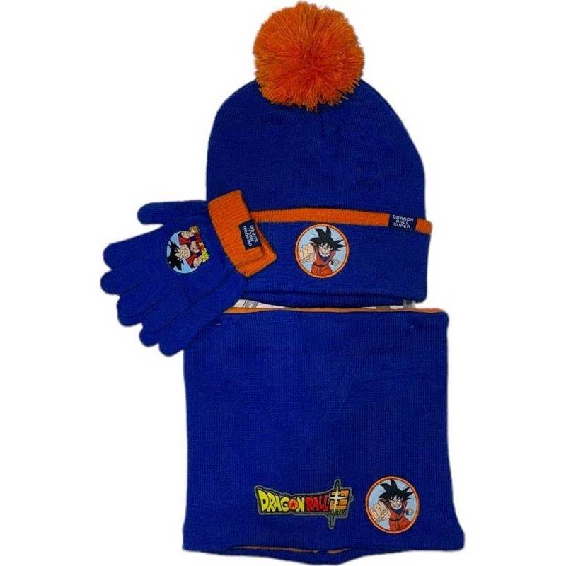 Set 3 Stück Mütze + Snood + Dragon Ball Super Handschuhe