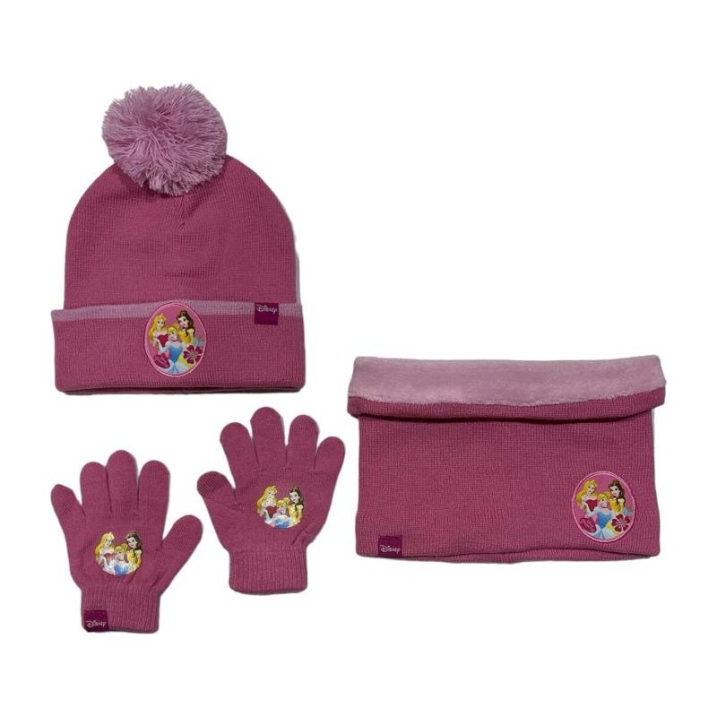 Set 3 pièces Bonnet + Snood + gants Princesse Disney Set 3 pièces Bonnet + Snood + gants Princesse Disney