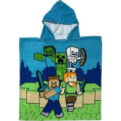 Poncho de bain Minecraft à capuche en coton