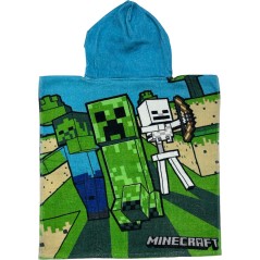 Poncho de bain Minecraft à capuche en coton