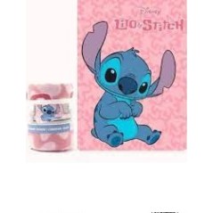 Plaid Polaire Stitch Disney en rose