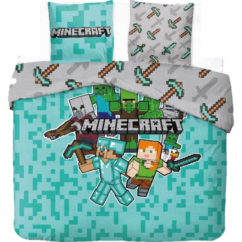 Parure de lit Minecraft 2 Personnes en coton
