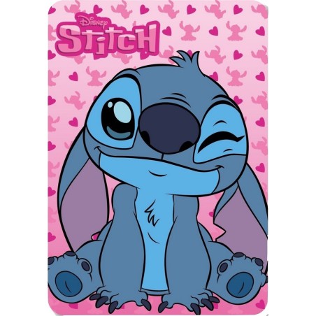 Plaid Polaire Stitch Disney en rose