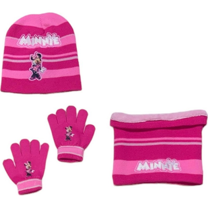 Set 3 Stück Mütze + Snood + Minnie Disney Handschuhe