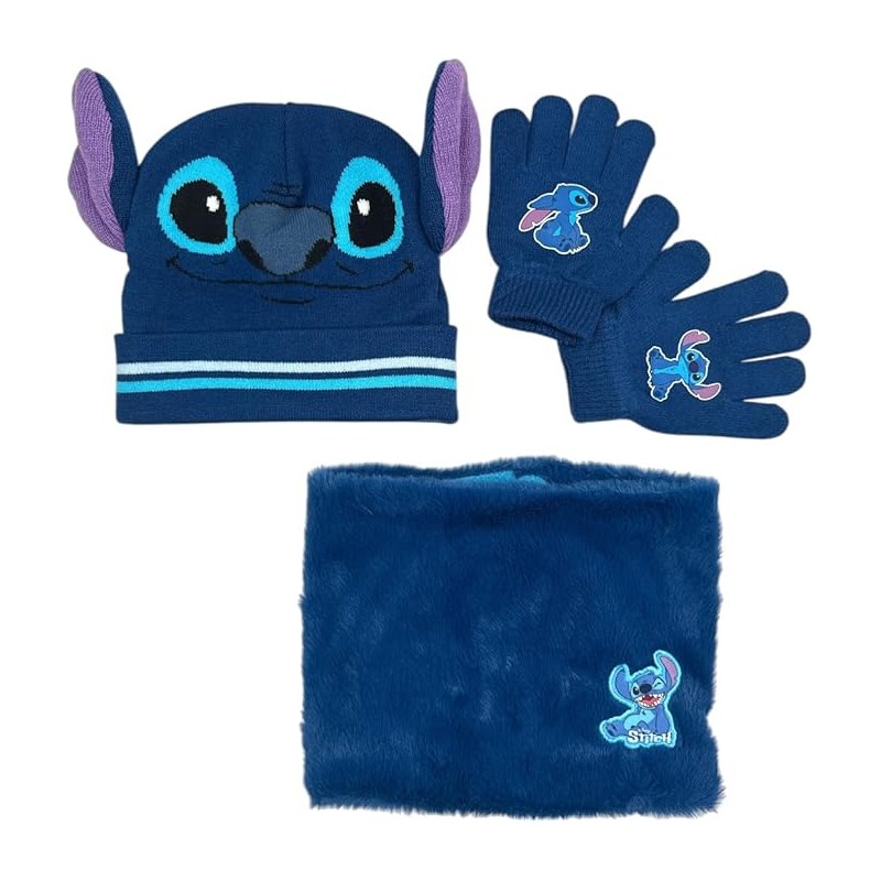 Set 3 pieces Hat + snood + gloves Stitch Disney Set 3 pieces Hat + snood + gloves Stitch Disney