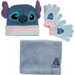Set 3 Stück Mütze + Snood + Stitch Disney Handschuhe