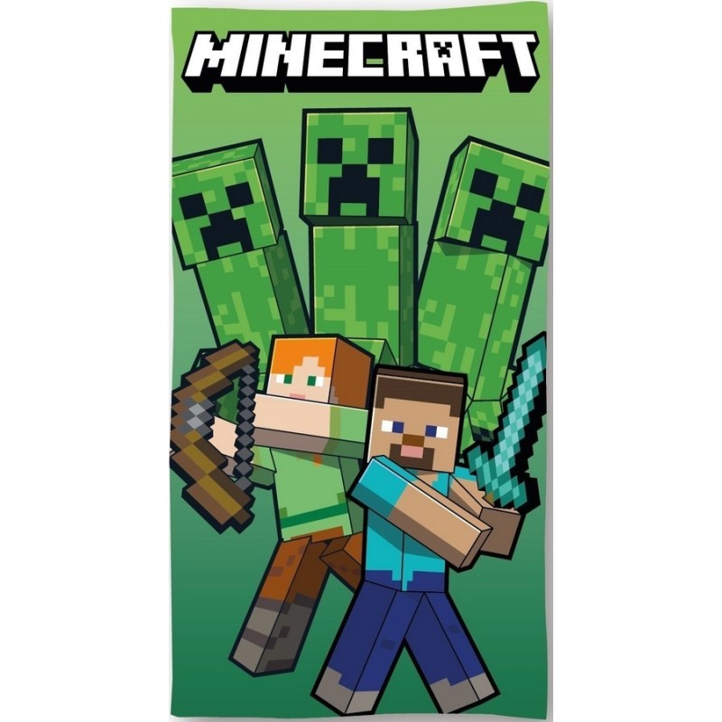 Drap de plage ou Serviette bain Minecraft en coton