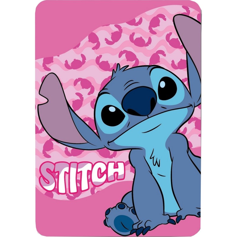 Plaid Polaire Stitch Disney en rose