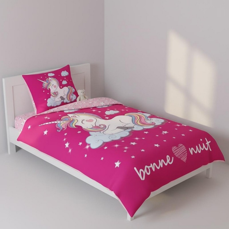 Parure Housse de couette Licorne en Coton