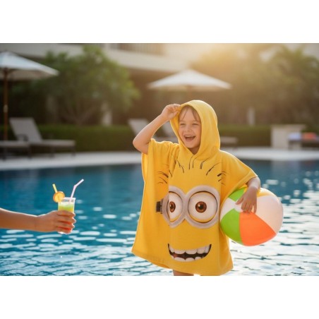 Poncho de bain Minions à capuche en coton