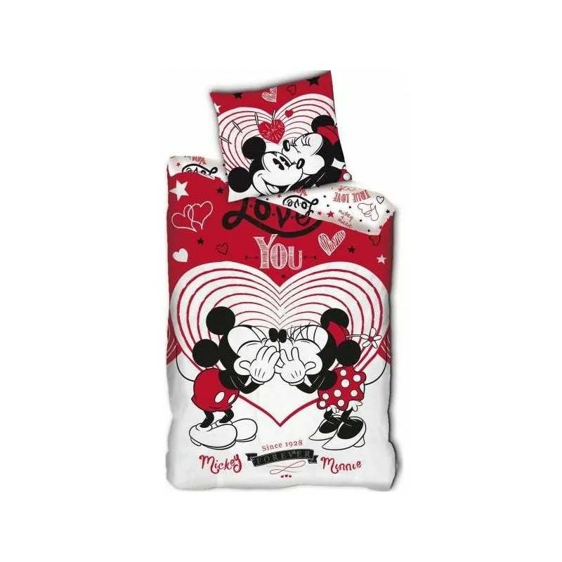 Parure housse de couette  MICKEY ET MINNIE LOVE EN ROUGE