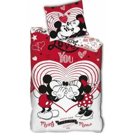 Parure housse de couette  MICKEY ET MINNIE LOVE EN ROUGE