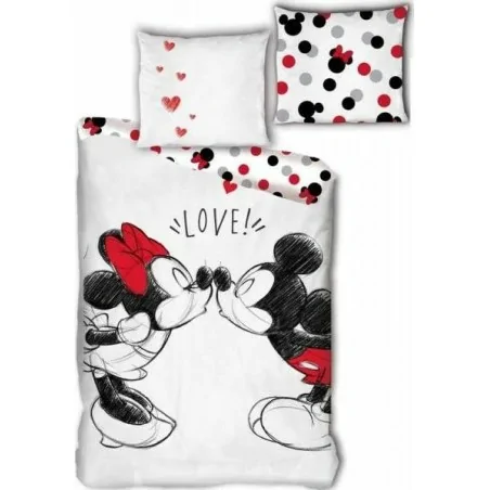 Parure Housse de couette Minnie and Mickey Love en coton