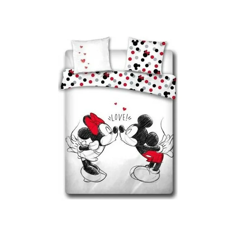 Parure Housse de couette Minnie and Mickey Love en coton