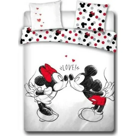 Parure Housse de couette Minnie and Mickey Love en coton