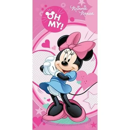 Drap de plage ou drap de bain Minnie  en rose
