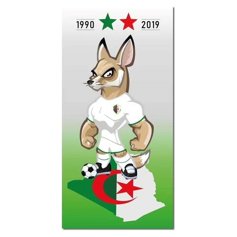 drap de plage Algérie avec 2 Étoiles Champion d'Afrique en coton